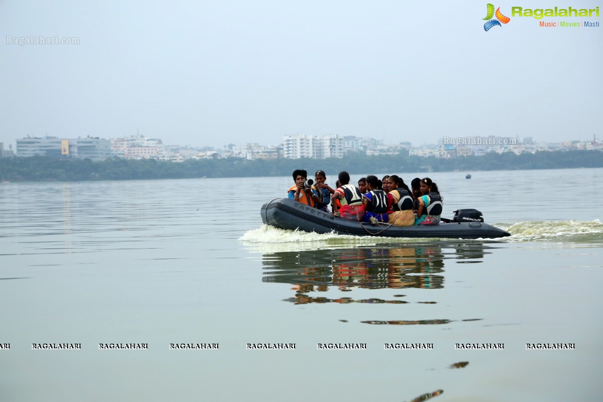 Bathukamma on Water in the Hussain Sagar by The Yacht Club of Hyderabad