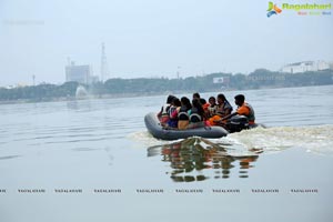 Bathukamma on Water in the Hussain Sagar