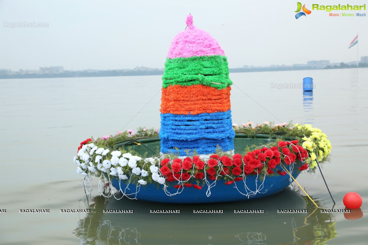 Bathukamma on Water in the Hussain Sagar by The Yacht Club of Hyderabad