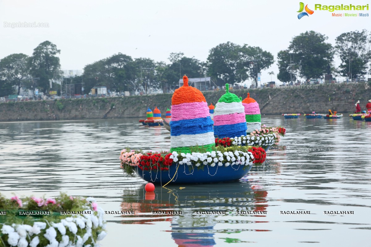 Bathukamma on Water in the Hussain Sagar by The Yacht Club of Hyderabad