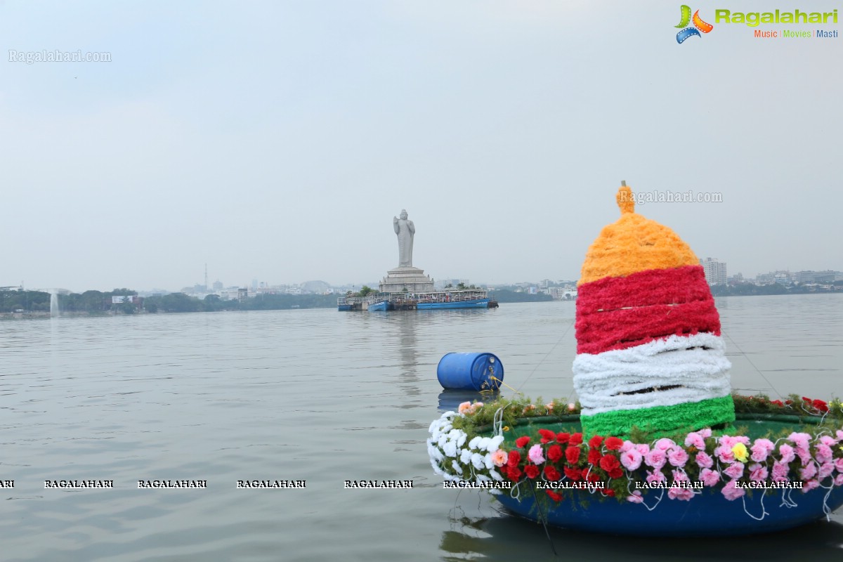 Bathukamma on Water in the Hussain Sagar by The Yacht Club of Hyderabad