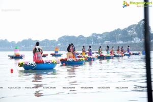 Bathukamma on Water in the Hussain Sagar