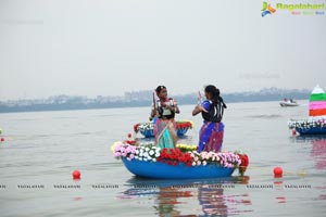 Bathukamma on Water in the Hussain Sagar