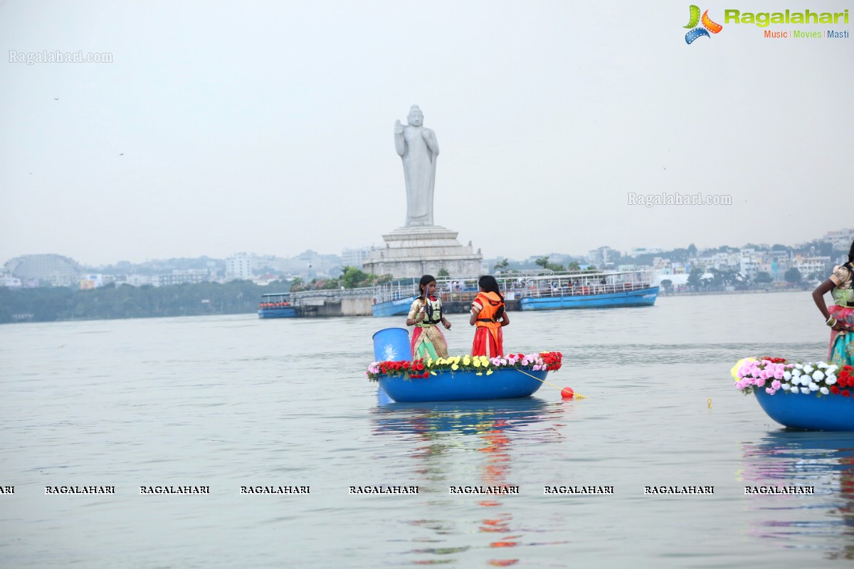 Bathukamma on Water in the Hussain Sagar by The Yacht Club of Hyderabad