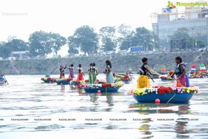 Bathukamma on Water in the Hussain Sagar