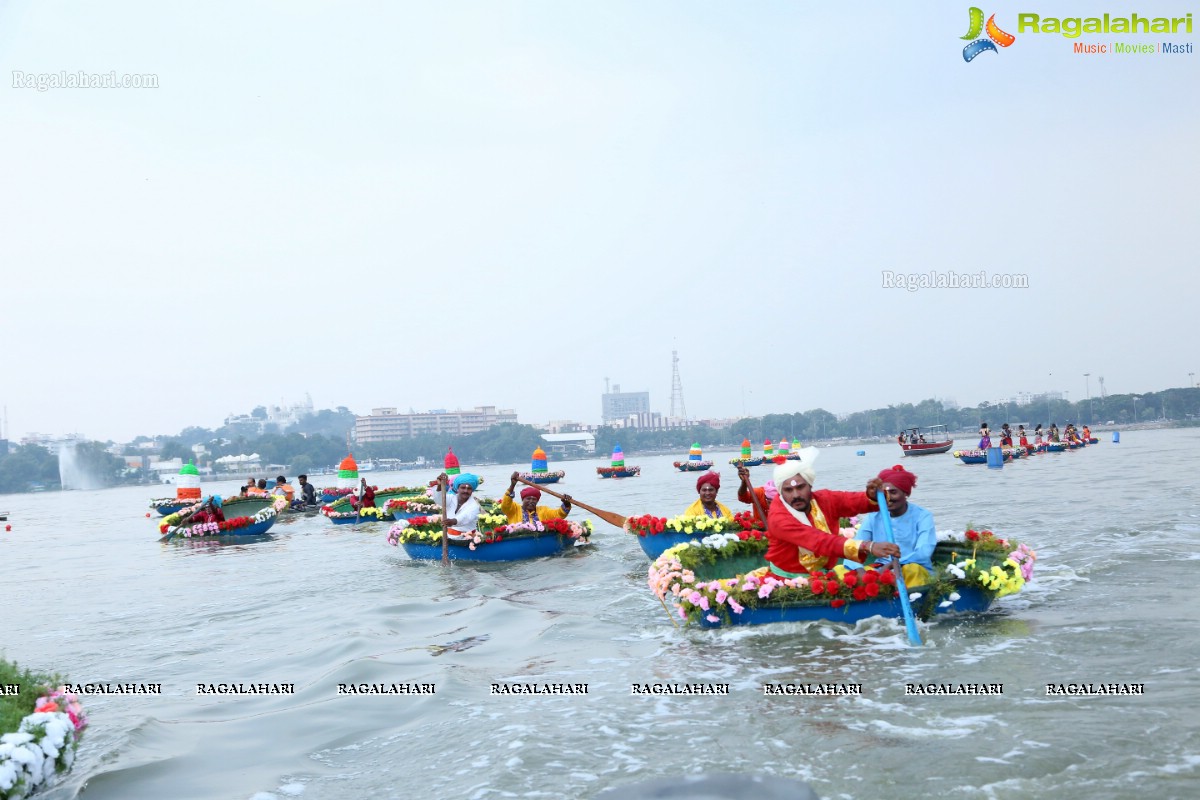 Bathukamma on Water in the Hussain Sagar by The Yacht Club of Hyderabad