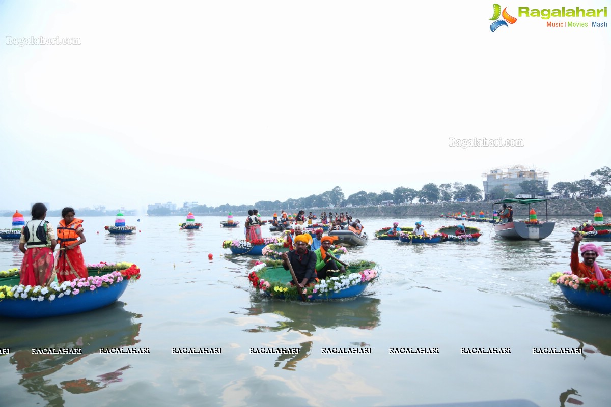 Bathukamma on Water in the Hussain Sagar by The Yacht Club of Hyderabad