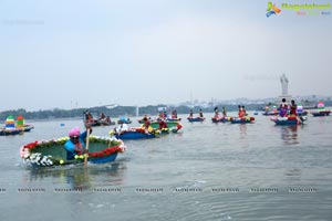 Bathukamma on Water in the Hussain Sagar