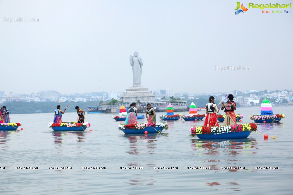 Bathukamma on Water in the Hussain Sagar by The Yacht Club of Hyderabad