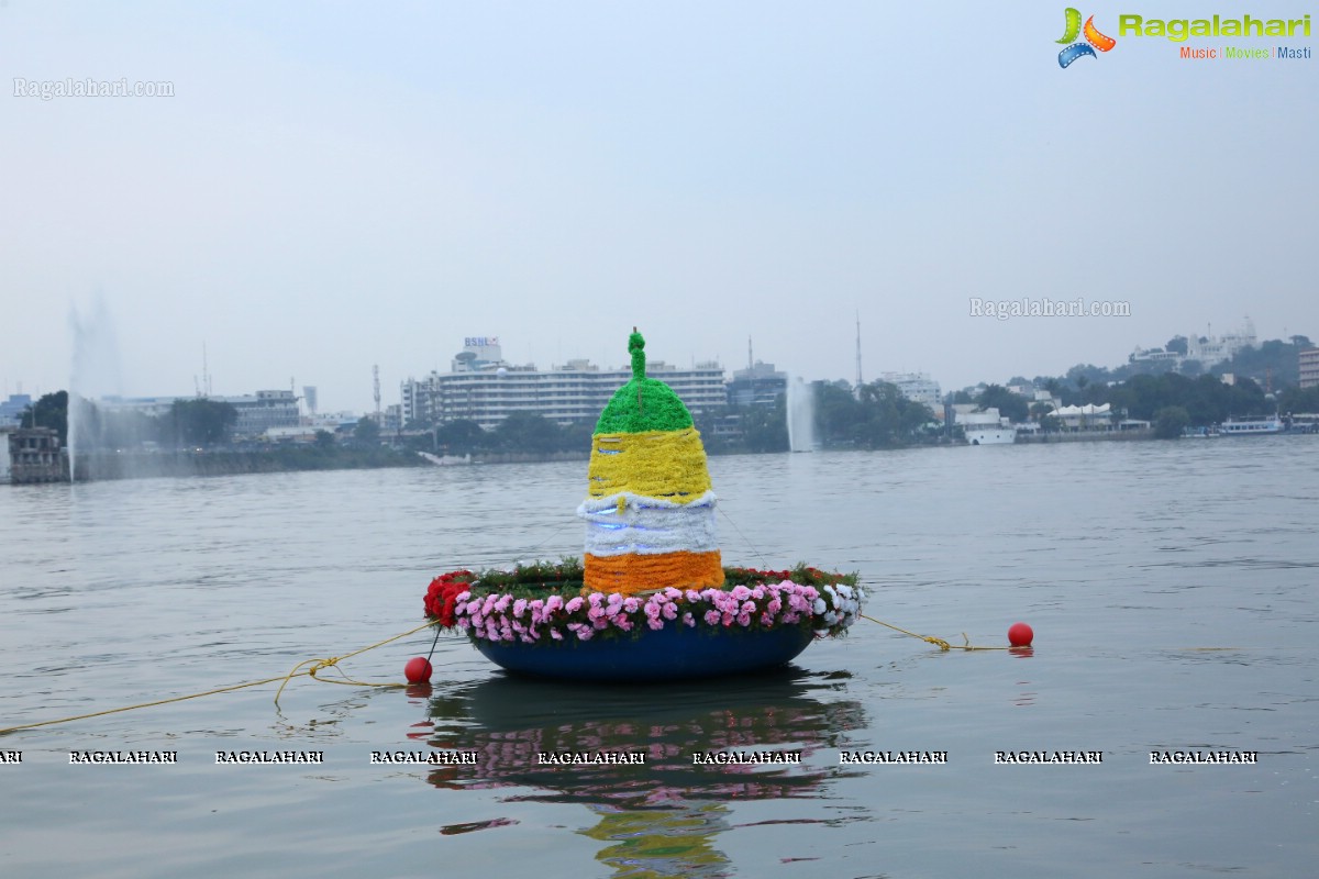 Bathukamma on Water in the Hussain Sagar by The Yacht Club of Hyderabad