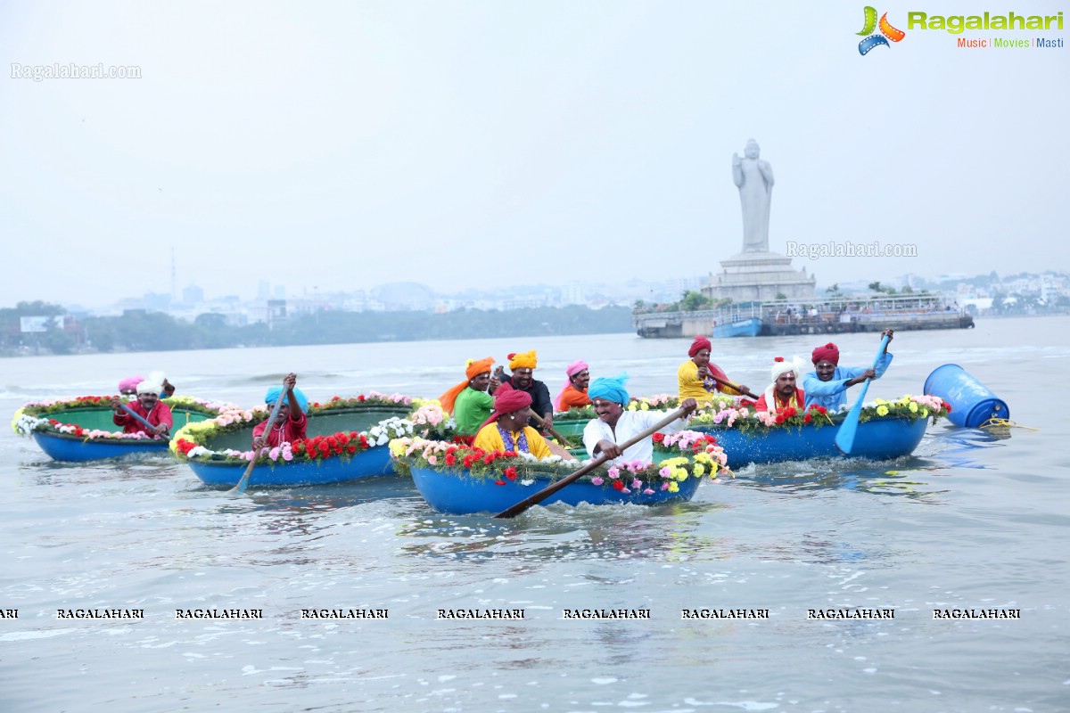 Bathukamma on Water in the Hussain Sagar by The Yacht Club of Hyderabad