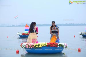 Bathukamma on Water in the Hussain Sagar