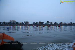 Bathukamma on Water in the Hussain Sagar