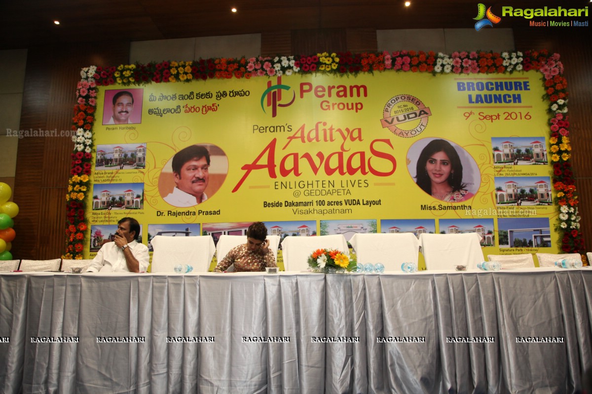 Rajendra Prasad and Samantha launches Peram's Aditya Aavaas Brochure by Peram Group at Hotel Daspalla, Visakhapatnam