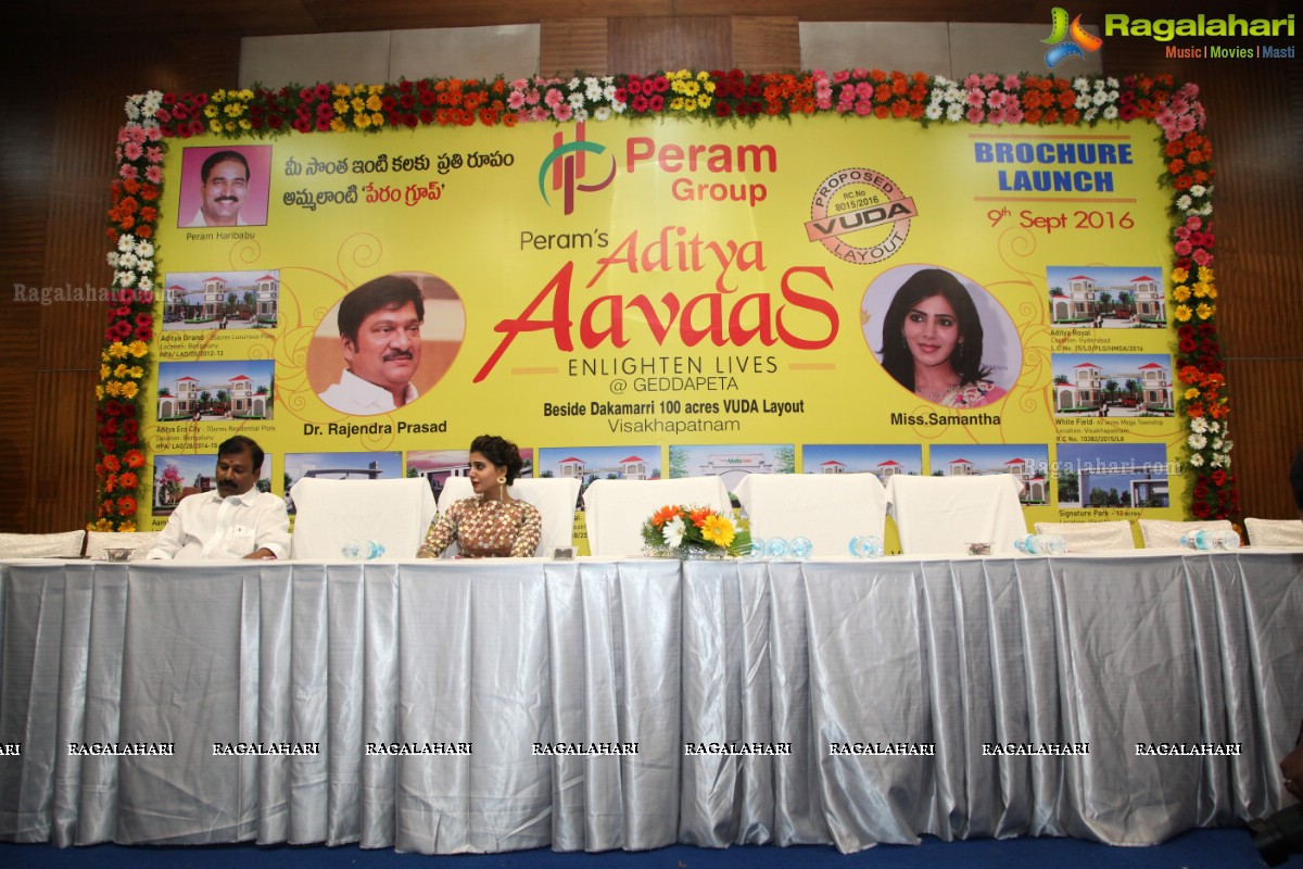 Rajendra Prasad and Samantha launches Peram's Aditya Aavaas Brochure by Peram Group at Hotel Daspalla, Visakhapatnam