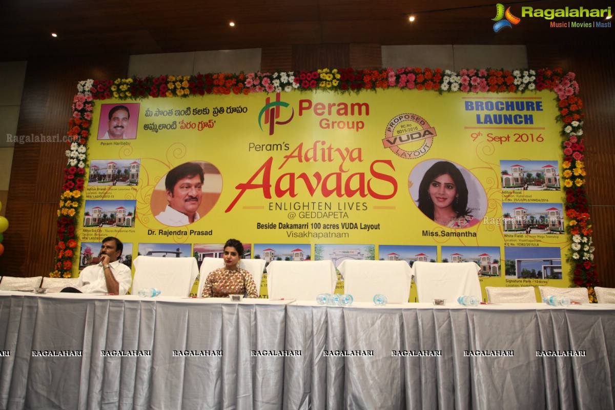 Rajendra Prasad and Samantha launches Peram's Aditya Aavaas Brochure by Peram Group at Hotel Daspalla, Visakhapatnam