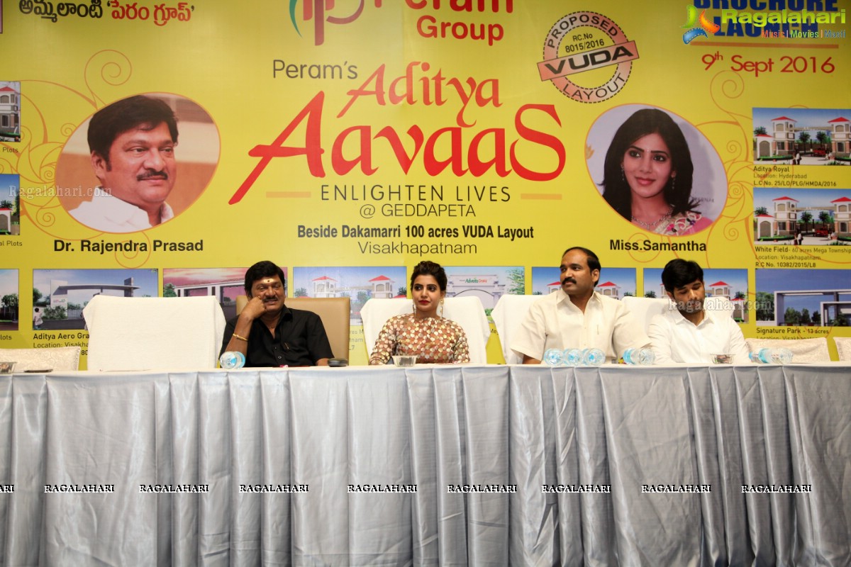 Rajendra Prasad and Samantha launches Peram's Aditya Aavaas Brochure by Peram Group at Hotel Daspalla, Visakhapatnam
