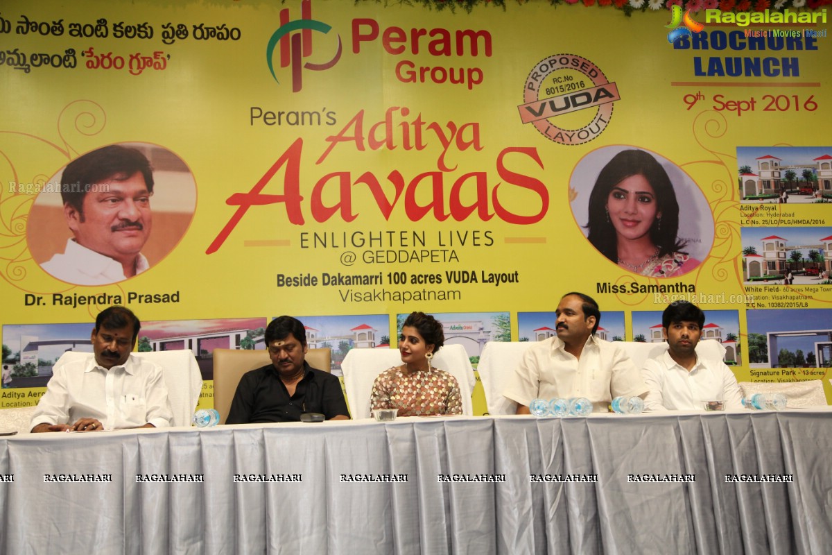 Rajendra Prasad and Samantha launches Peram's Aditya Aavaas Brochure by Peram Group at Hotel Daspalla, Visakhapatnam