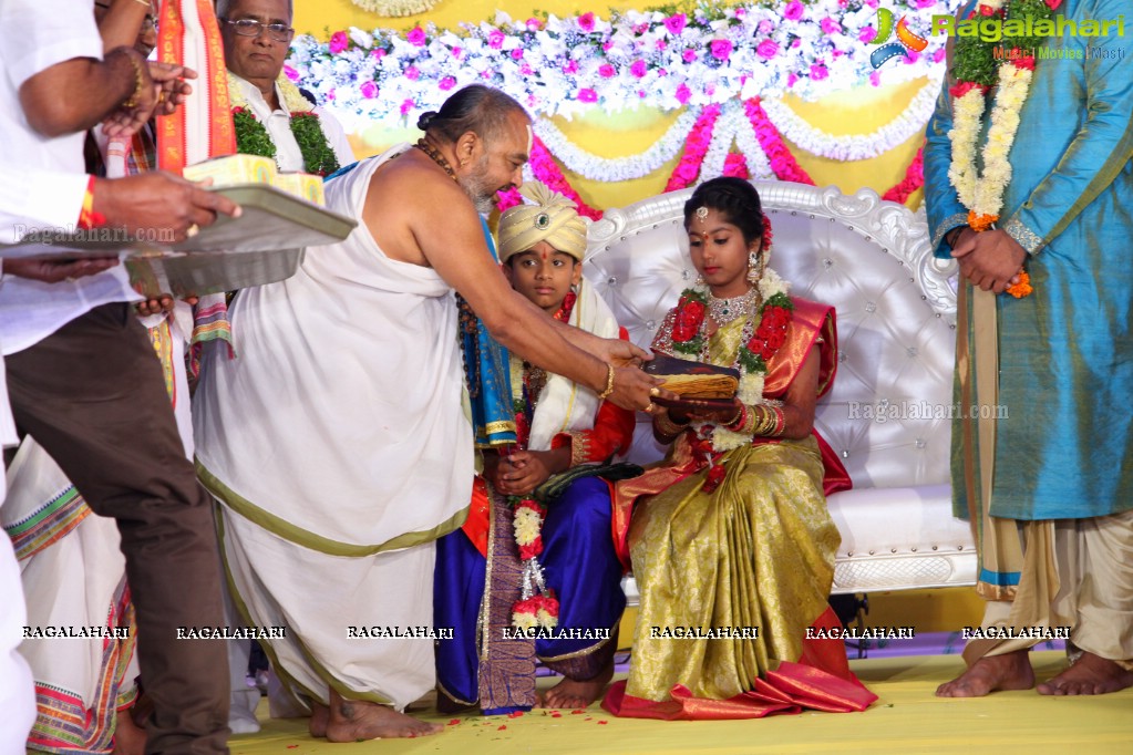 Grand Dhoti and Saree Ceremony of Prithvi Mohan and Maanvi Mohan at JRC Covention Hall, Hyderabad