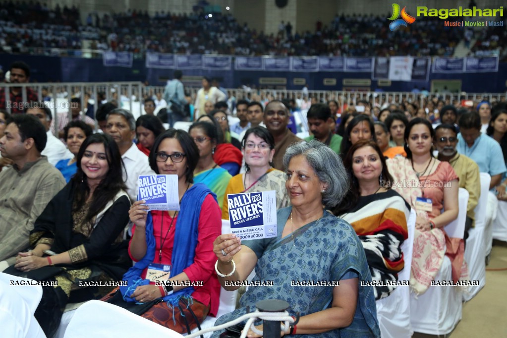 Rally For Rivers Event - MM Keeravani In Conversation with Sadhguru at Gachibowli Indoor Stadium