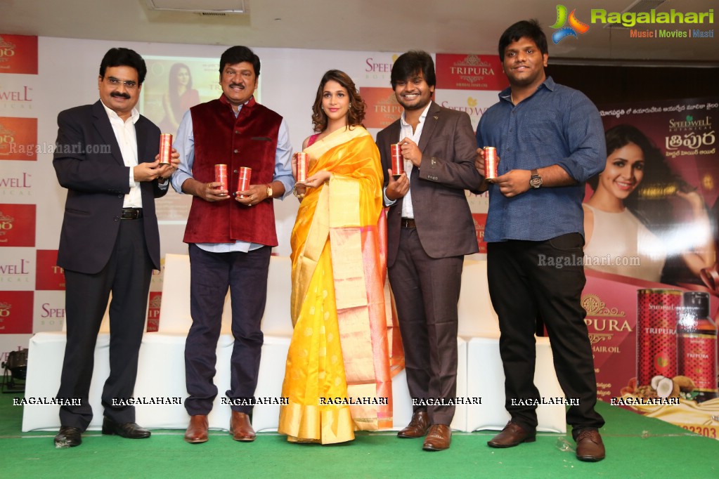 Rajendra Prasad and Lavanya Tripathi launches Tripura Herbal Hair Oil