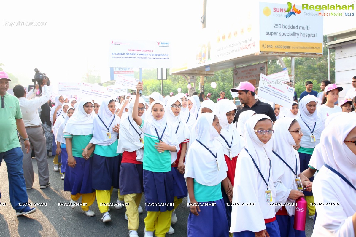 PV Sindhu Flags Off 2k Pink Ribbon Walk -2018 at KBR Park