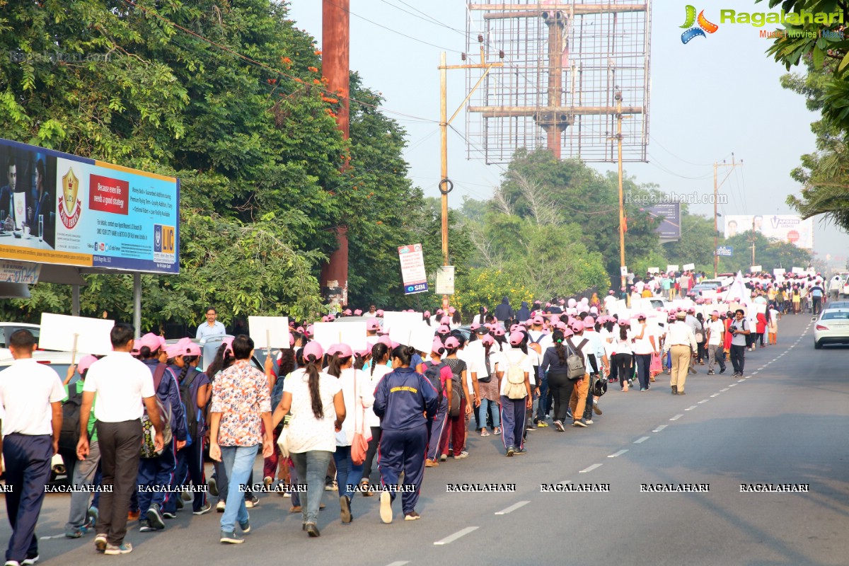 PV Sindhu Flags Off 2k Pink Ribbon Walk -2018 at KBR Park