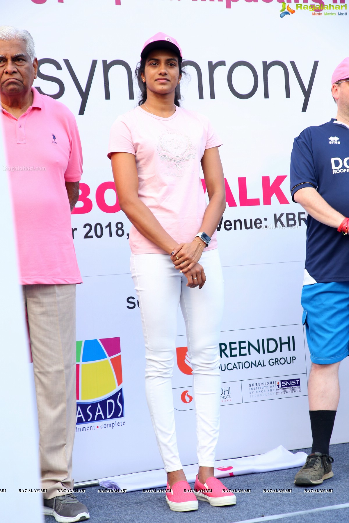 PV Sindhu Flags Off 2k Pink Ribbon Walk -2018 at KBR Park