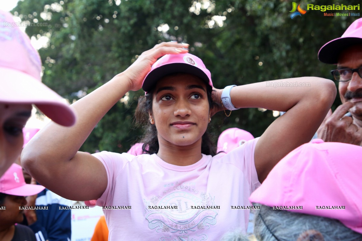 PV Sindhu Flags Off 2k Pink Ribbon Walk -2018 at KBR Park