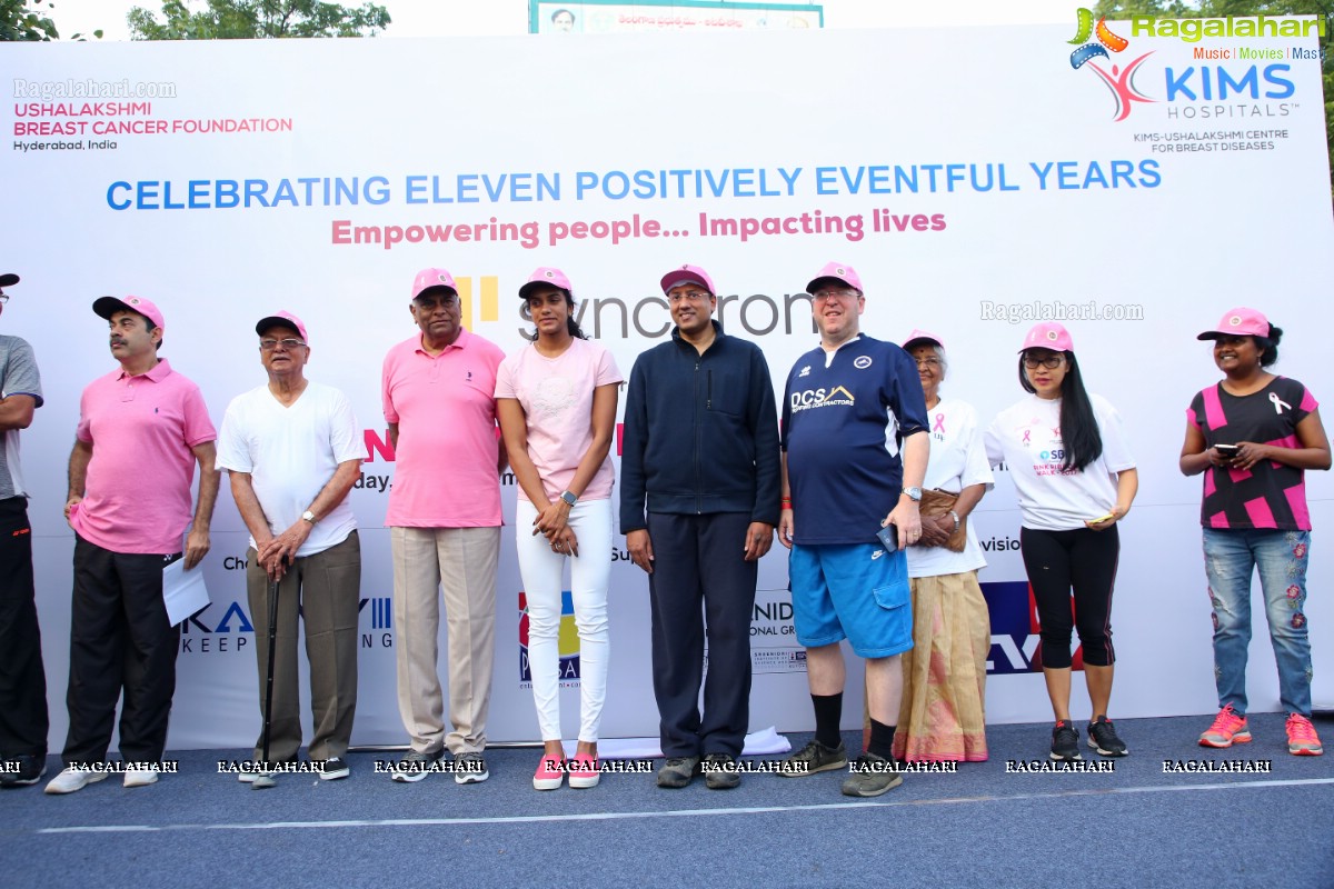 PV Sindhu Flags Off 2k Pink Ribbon Walk -2018 at KBR Park