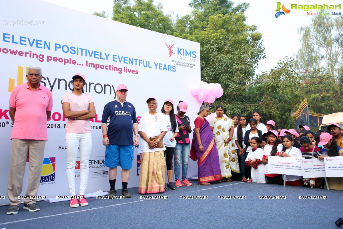 PV Sindhu Flags Off 2k Pink Ribbon Walk -2018 at KBR Park