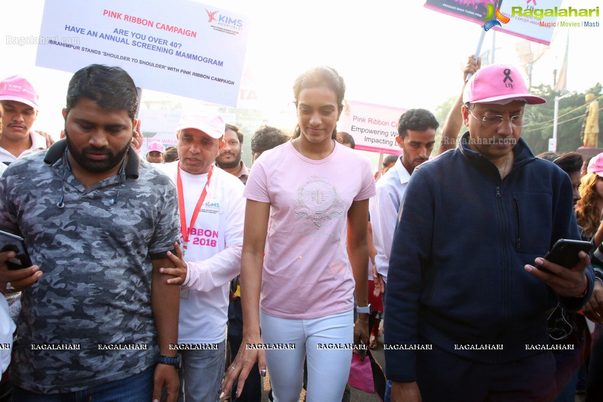 PV Sindhu Flags Off 2k Pink Ribbon Walk -2018 at KBR Park