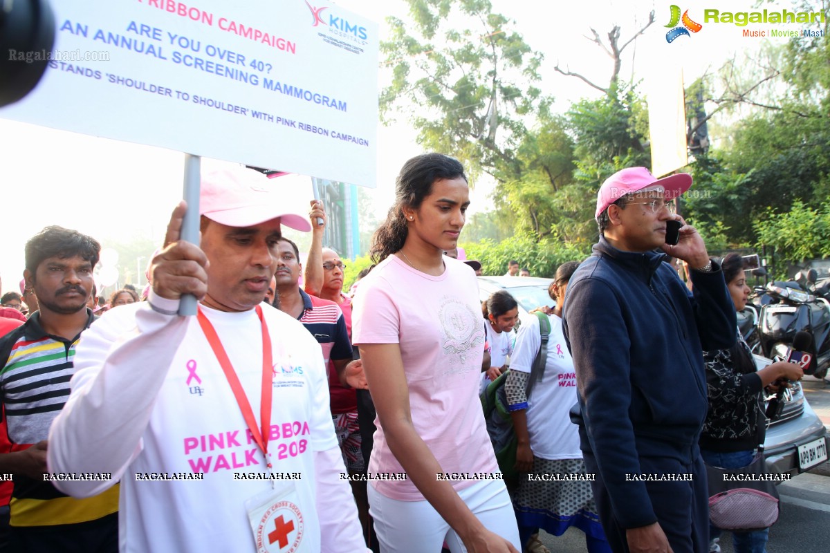 PV Sindhu Flags Off 2k Pink Ribbon Walk -2018 at KBR Park