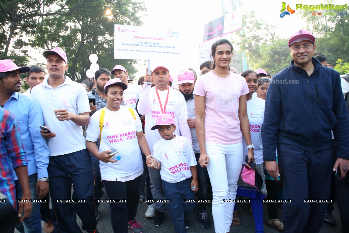 PV Sindhu Flags Off 2k Pink Ribbon Walk -2018 at KBR Park