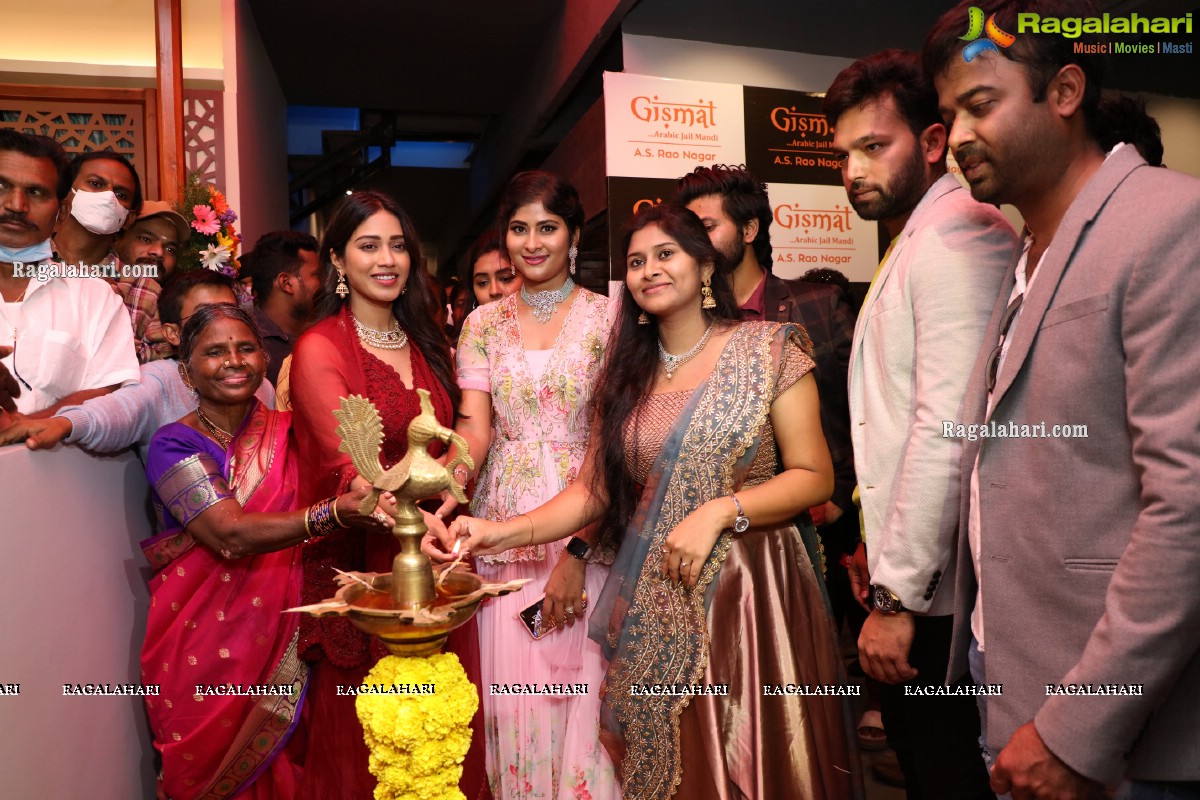 Nivetha Pethuraj and Bigg Boss Gangavva Inaugurates Gismat Mandi Restaurant in A.S. Rao Nagar