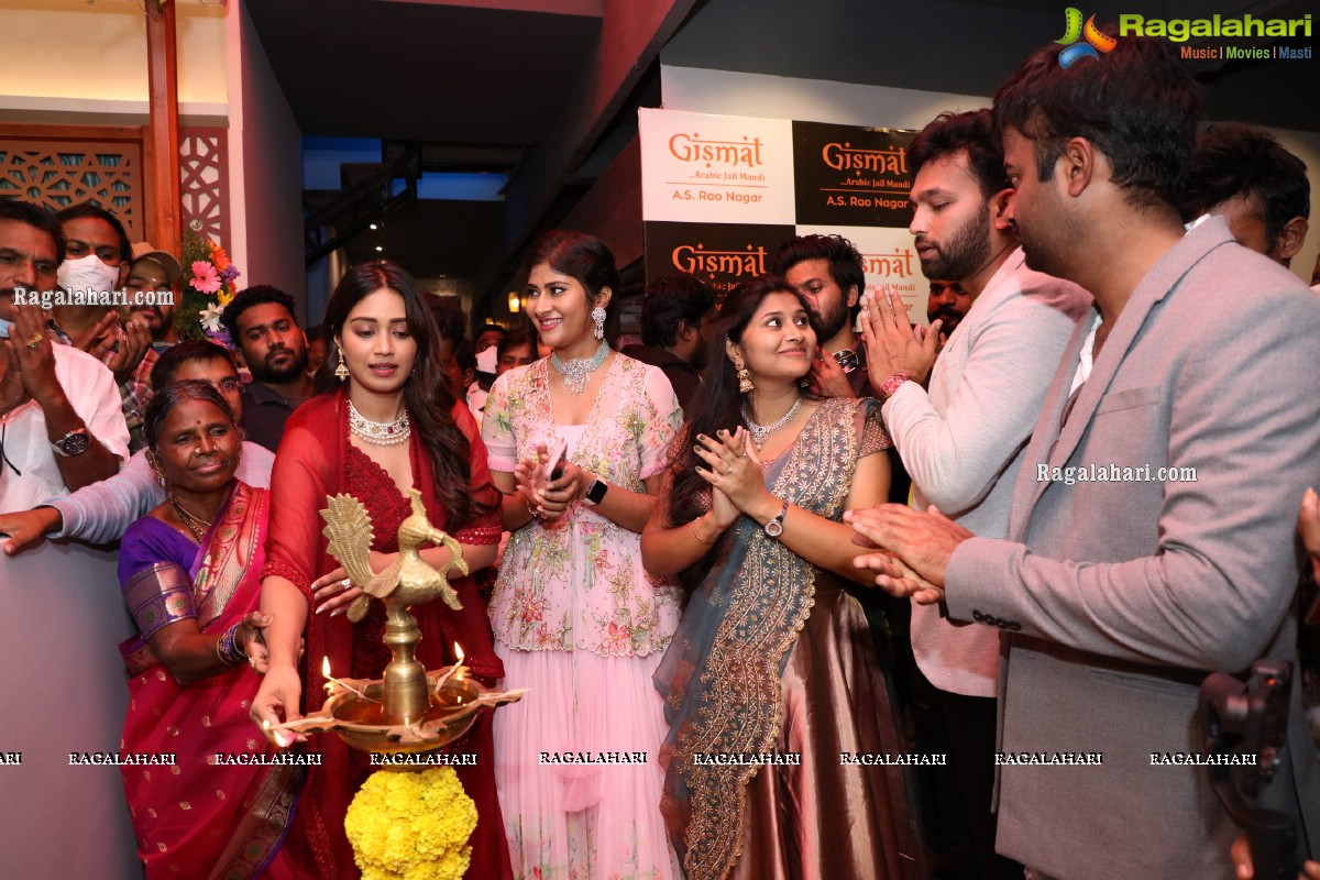 Nivetha Pethuraj and Bigg Boss Gangavva Inaugurates Gismat Mandi Restaurant in A.S. Rao Nagar