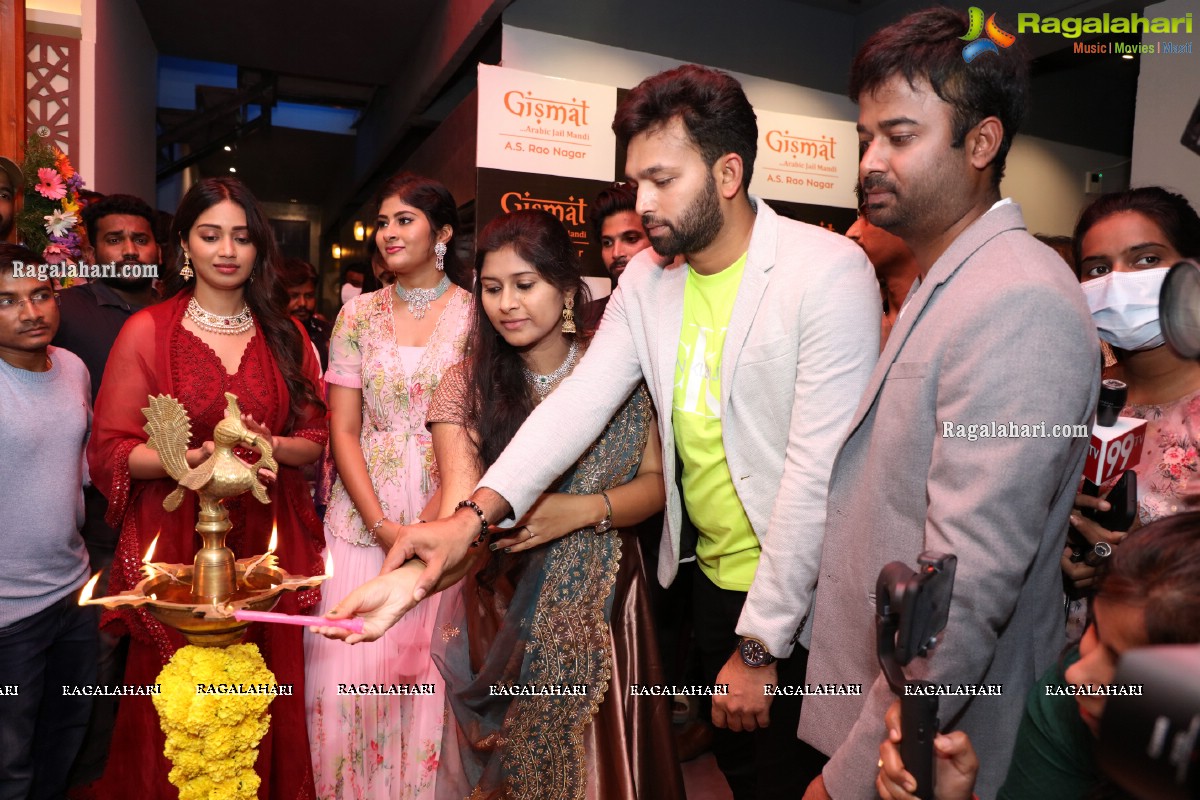 Nivetha Pethuraj and Bigg Boss Gangavva Inaugurates Gismat Mandi Restaurant in A.S. Rao Nagar