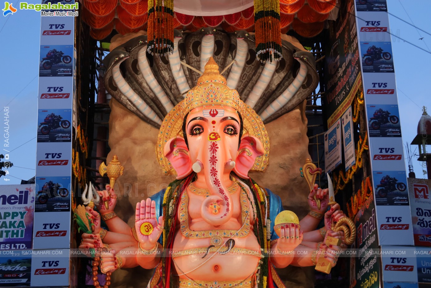 Khairatabad Ganesh 2023 as Dasha Maha Vidya Maha Ganapathi- 63 feet Tall Idol