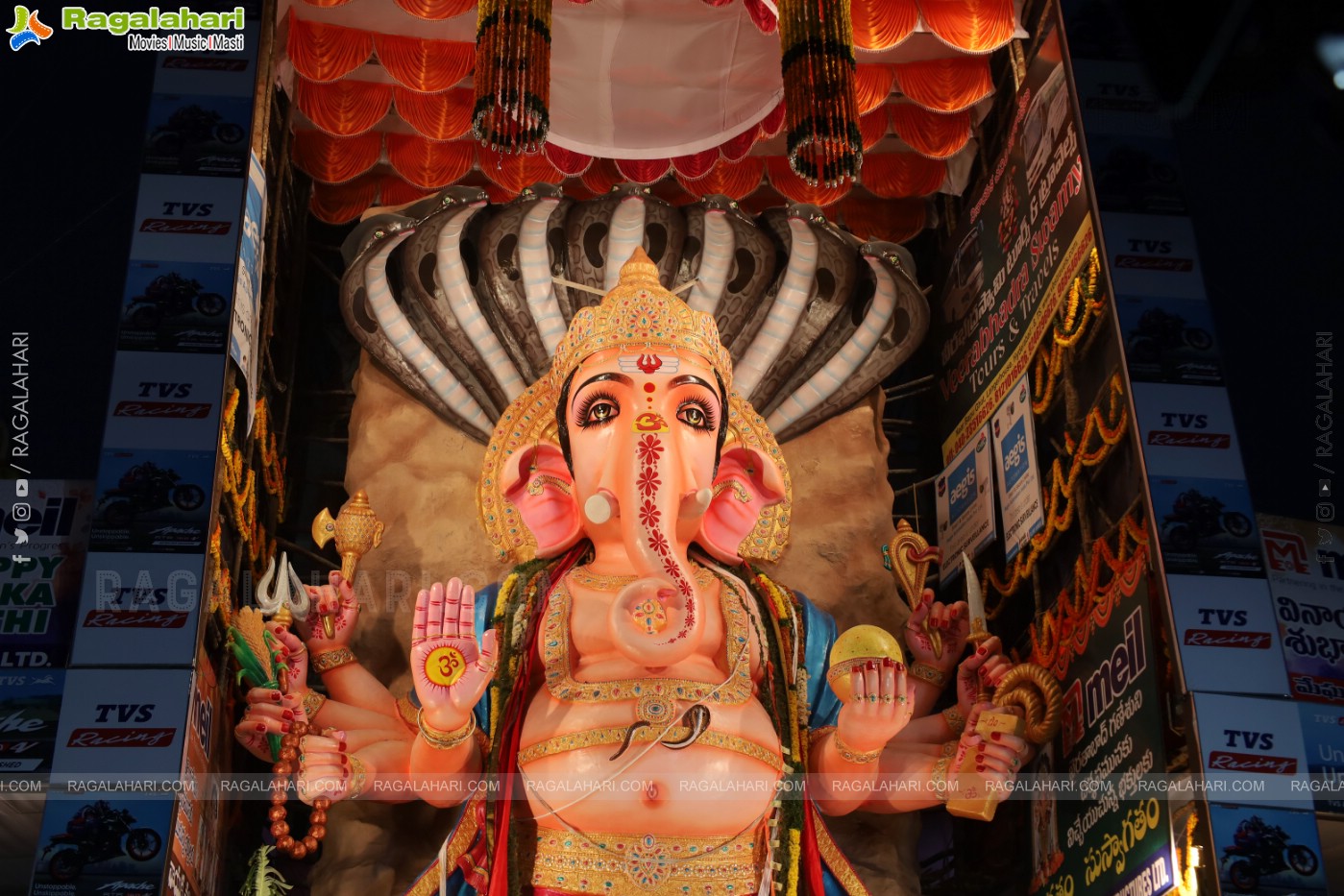 Khairatabad Ganesh 2023 as Dasha Maha Vidya Maha Ganapathi- 63 feet Tall Idol