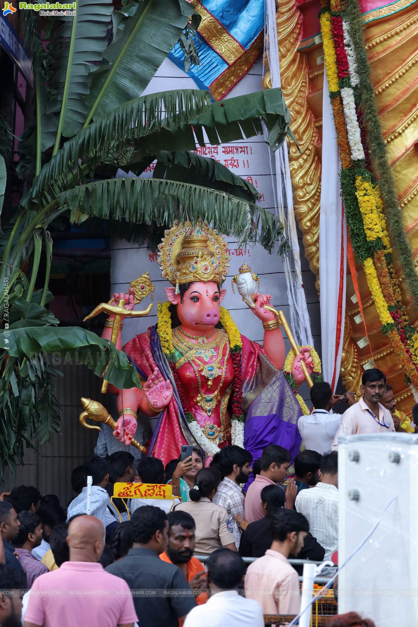 Khairatabad Ganesh 2023 as Dasha Maha Vidya Maha Ganapathi- 63 feet Tall Idol