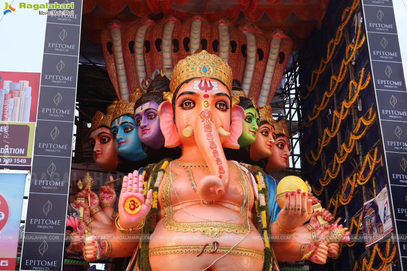 Khairathabad Ganesh 2024 as Sri Saptamukha Maha Shakti Ganapathi- 70 feet Tall Idol