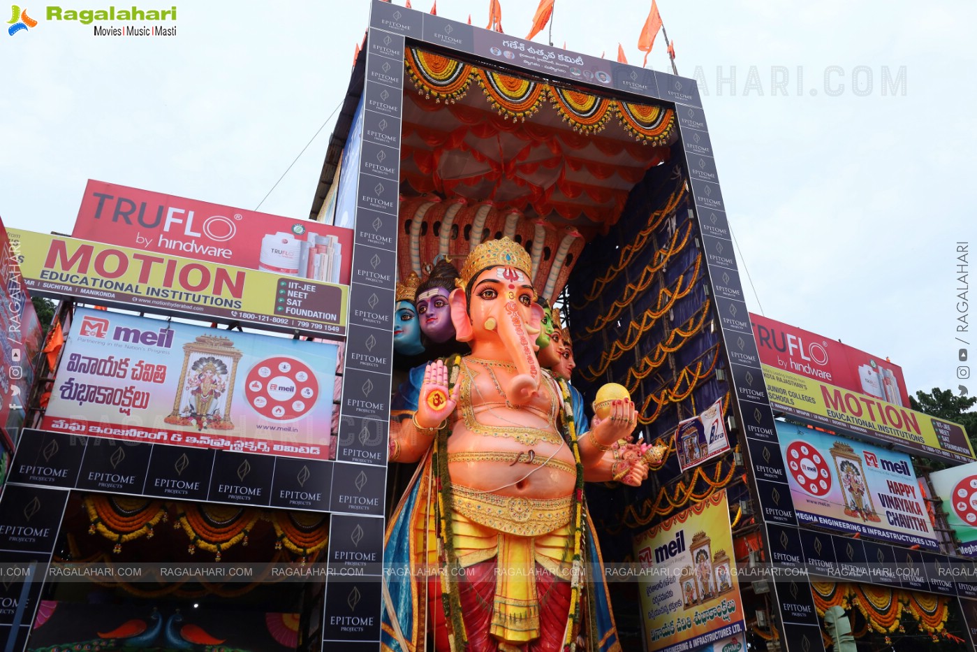 Khairathabad Ganesh 2024 as Sri Saptamukha Maha Shakti Ganapathi- 70 feet Tall Idol