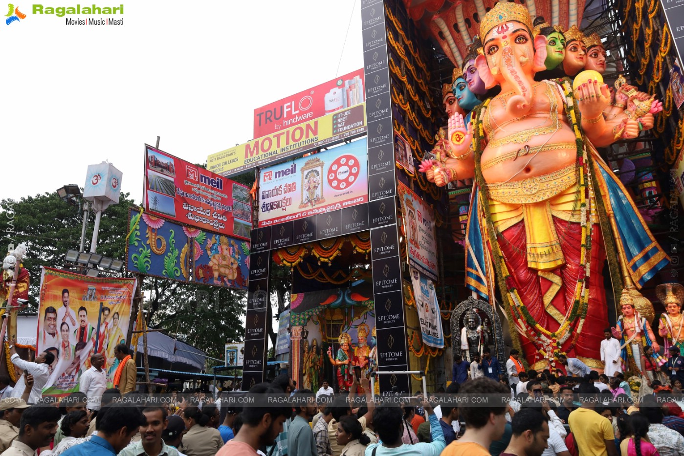 Khairathabad Ganesh 2024 as Sri Saptamukha Maha Shakti Ganapathi- 70 feet Tall Idol