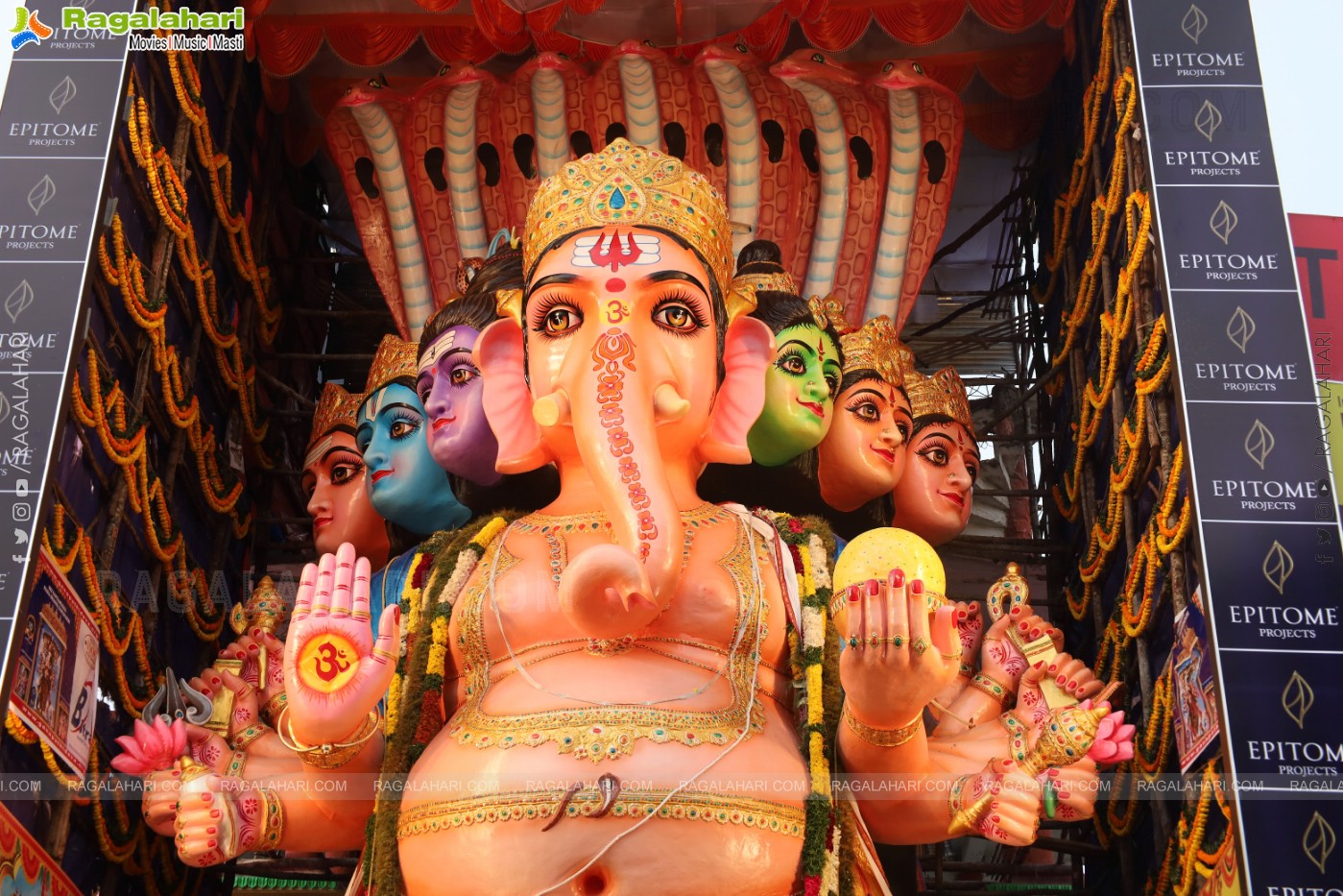 Khairathabad Ganesh 2024 as Sri Saptamukha Maha Shakti Ganapathi- 70 feet Tall Idol