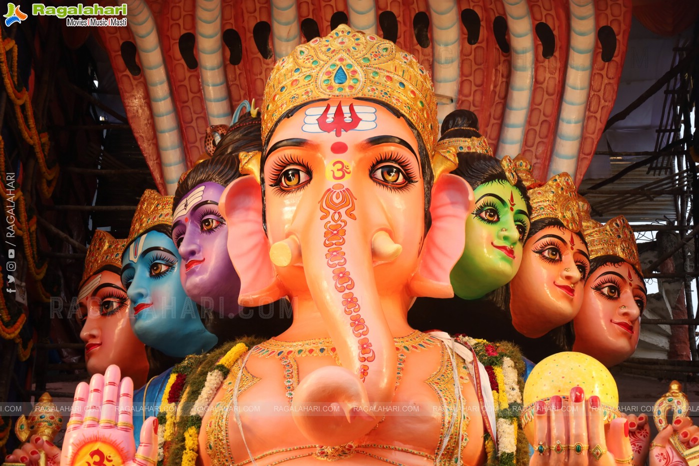 Khairathabad Ganesh 2024 as Sri Saptamukha Maha Shakti Ganapathi- 70 feet Tall Idol