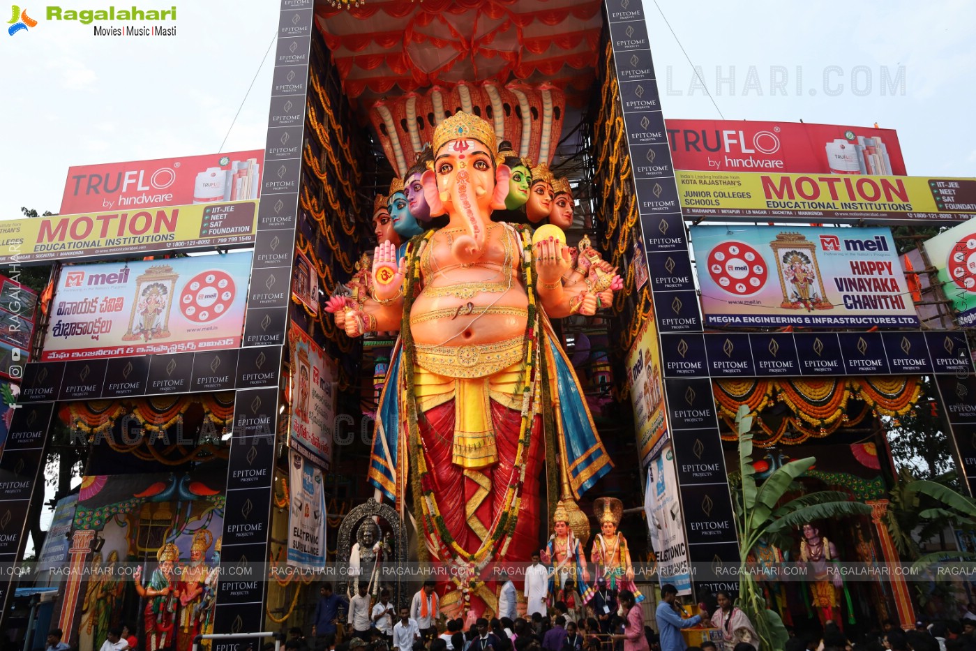 Khairathabad Ganesh 2024 as Sri Saptamukha Maha Shakti Ganapathi- 70 feet Tall Idol