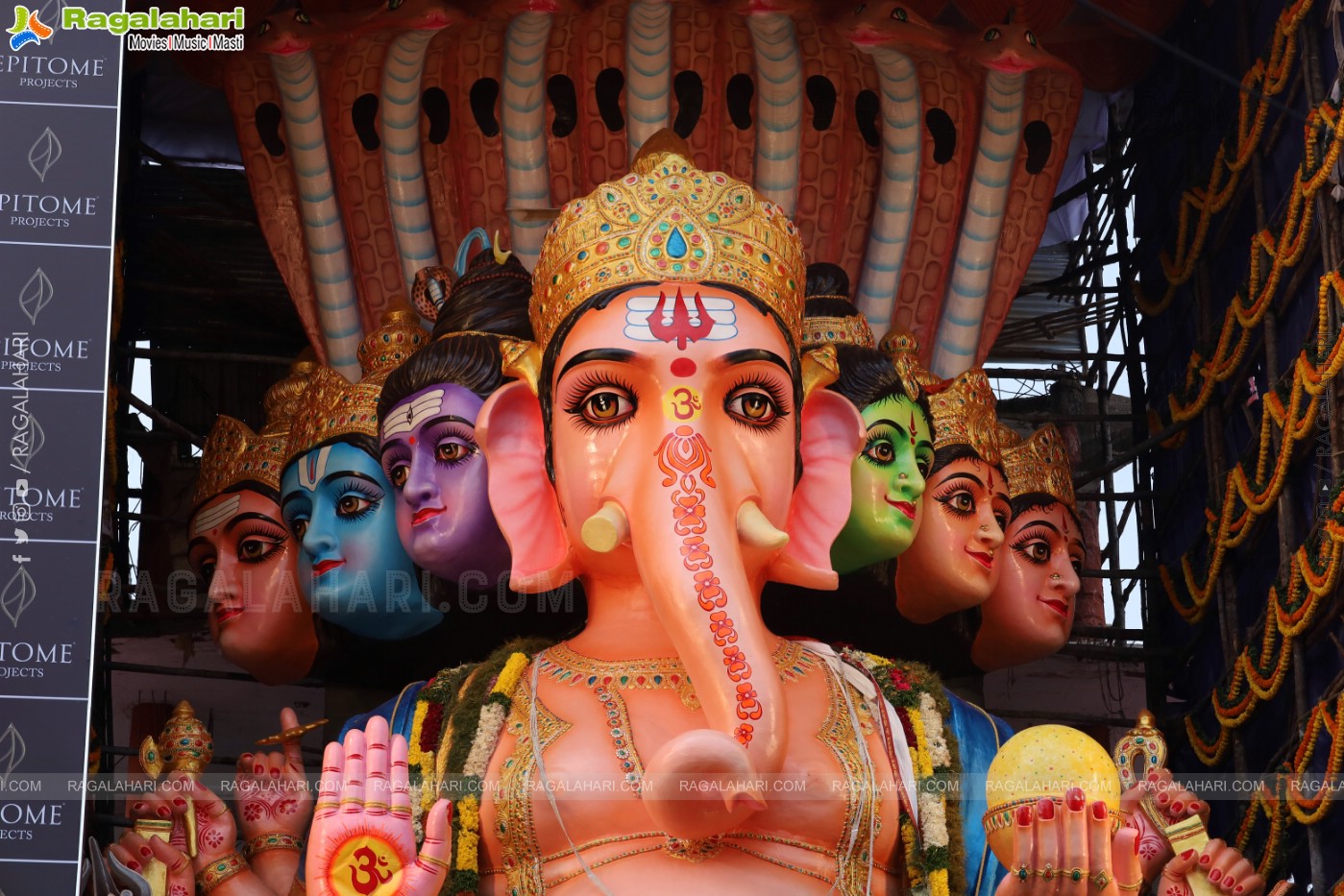 Khairathabad Ganesh 2024 as Sri Saptamukha Maha Shakti Ganapathi- 70 feet Tall Idol