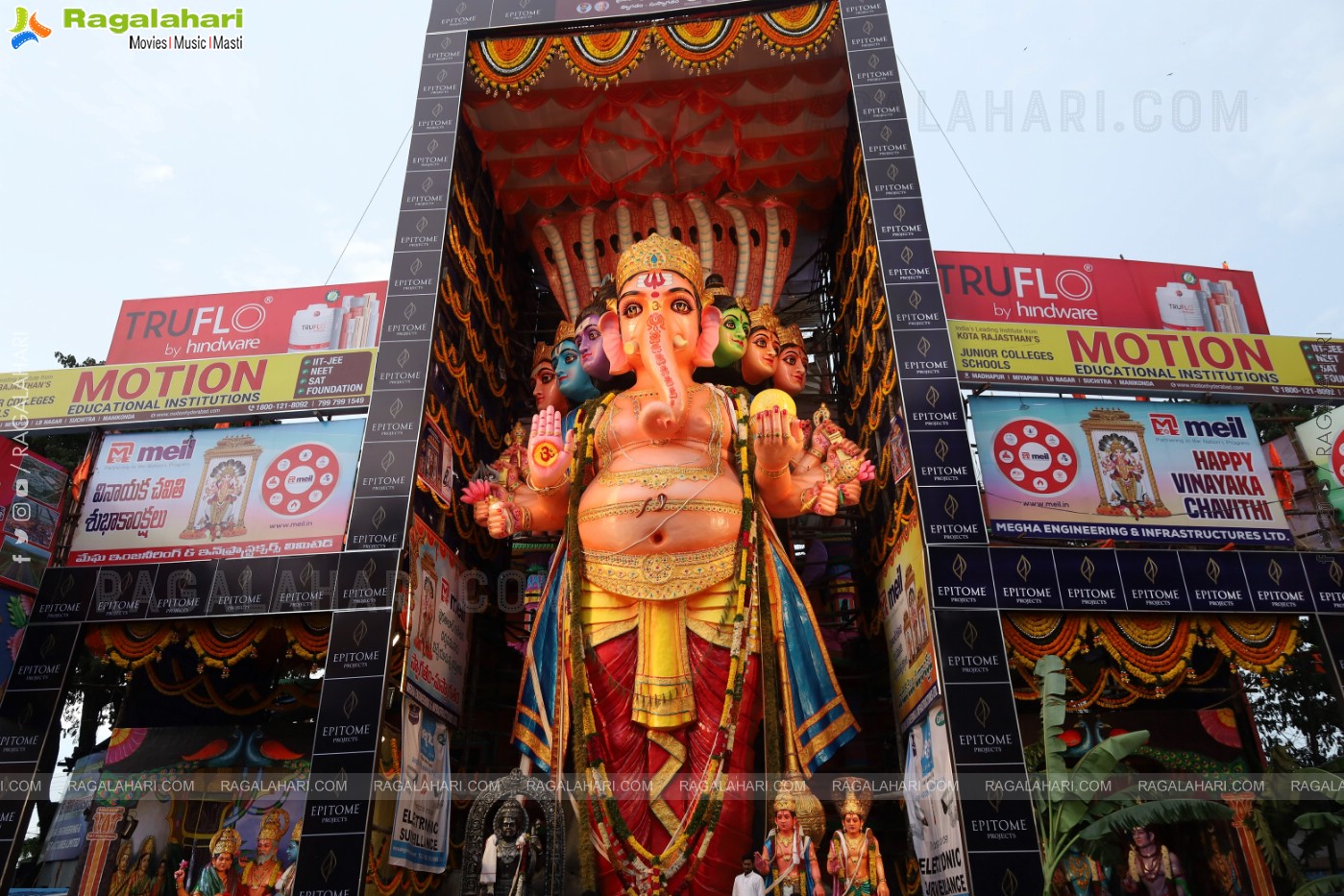 Khairathabad Ganesh 2024 as Sri Saptamukha Maha Shakti Ganapathi- 70 feet Tall Idol