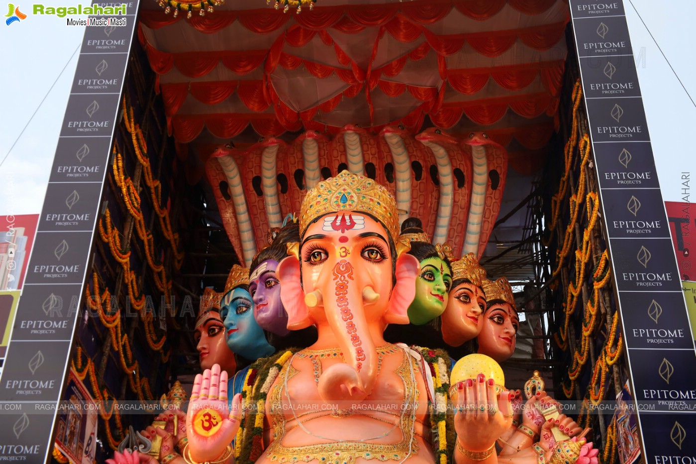 Khairathabad Ganesh 2024 as Sri Saptamukha Maha Shakti Ganapathi- 70 feet Tall Idol