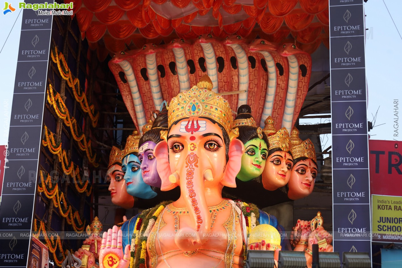 Khairathabad Ganesh 2024 as Sri Saptamukha Maha Shakti Ganapathi- 70 feet Tall Idol